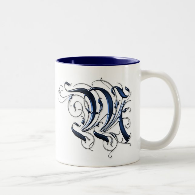 Vintage Initial M Two-Tone Coffee Mug (Right)