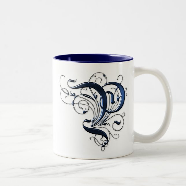 Vintage Initial P Two-Tone Coffee Mug (Right)