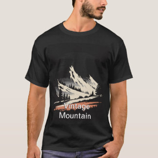Vintage Ink Drawing Mountain Scene T-Shirt