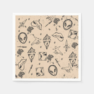 Vintage Ink Fusion pattern Napkin