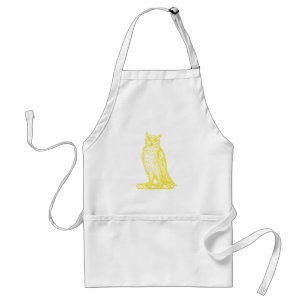 Vintage Inked Golden Owl Crest Art Standard Apron