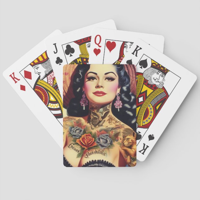 Vintage Inked Pin-up Playing Cards (Back)