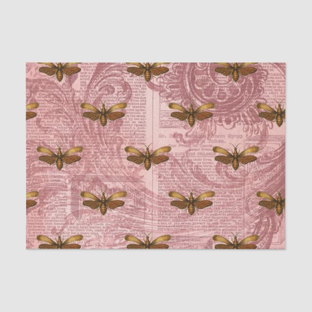 Vintage Insect Ephemera Tissue Paper (Front)