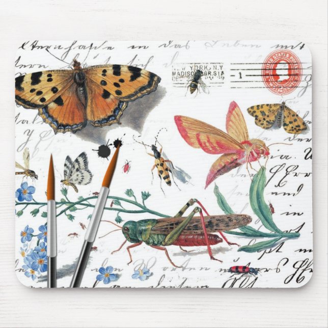 Vintage Insect Letter and postmark Mouse Pad (Front)