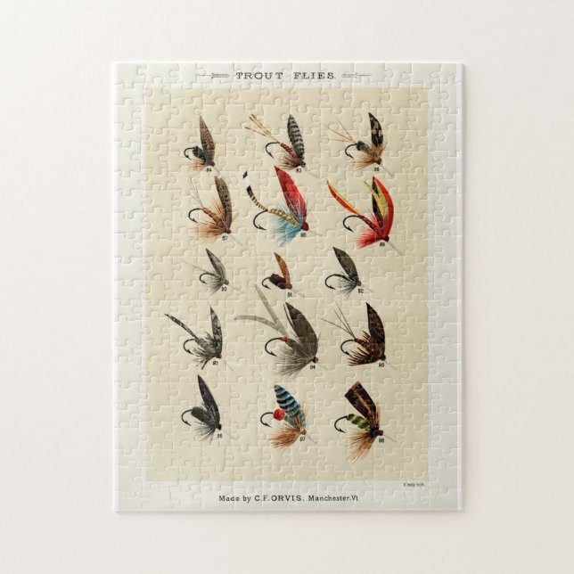 Vintage Insect Trout Flies Wings Jigsaw Puzzle (Vertical)