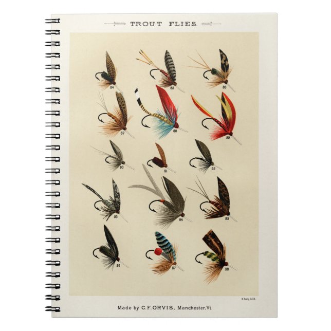 Vintage Insect Trout Flies Wings Notebook (Front)