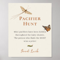 Vintage Insects Baby Shower Pacifier Hunt