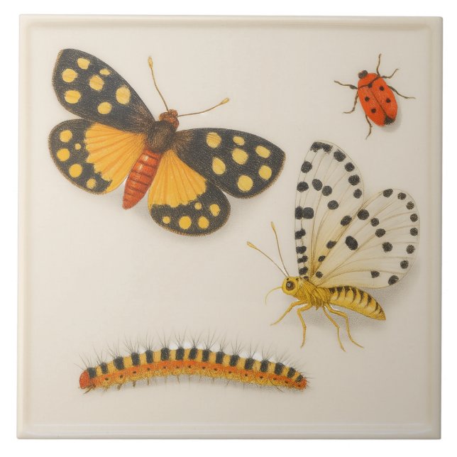 Vintage Insects Ceramic Tile (Front)