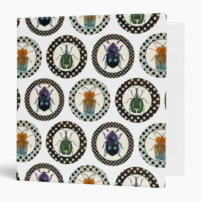 Vintage Insects Colourful Beetles Science Binder (Front/Inside)