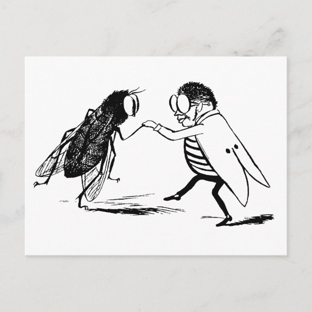 Vintage Insects Dancing; Bluebottle Fly Postcard (Front)