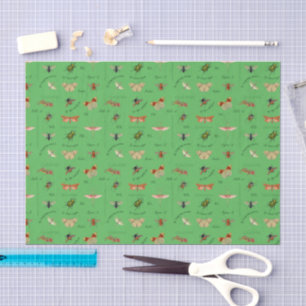 Vintage Insects Decoupage Paper Sage Green