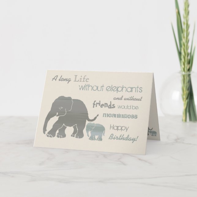 Vintage Inspirational Elephant Typography Birthday Card (Front)