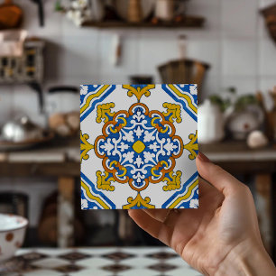 Vintage-Inspired Azulejo Pattern Old World Charm Tile