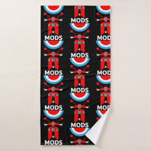 Vintage Inspired British Mods And Rockers Bath Towel