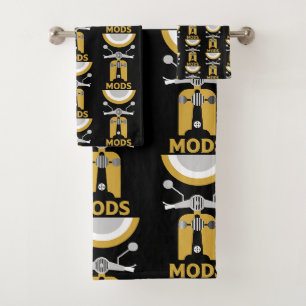Vintage Inspired British Mods And Rockers Bath Towel Set