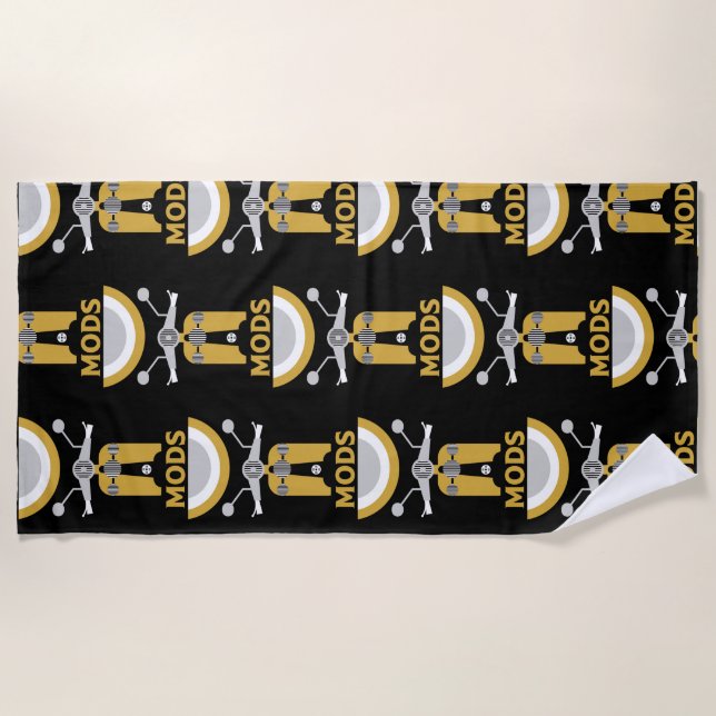 Vintage Inspired British Mods And Rockers Beach Towel (Front)