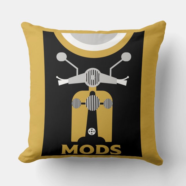 Vintage Inspired British Mods And Rockers Throw Pillow (Front)