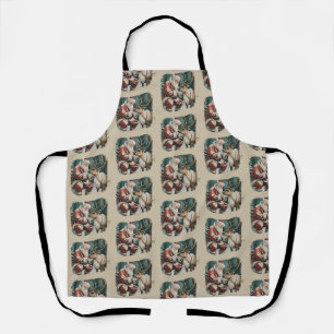 Vintage Inspired Christmas Retro Santa Reindeer Apron