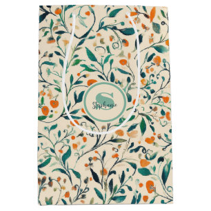 Vintage-Inspired Colourful Paisley Leaf Pattern (3 Medium Gift Bag