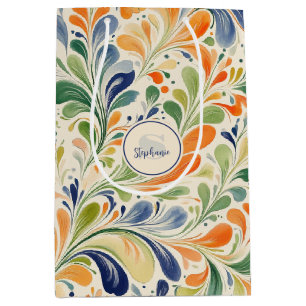 Vintage-Inspired Colourful Paisley Leaf Pattern (4 Medium Gift Bag