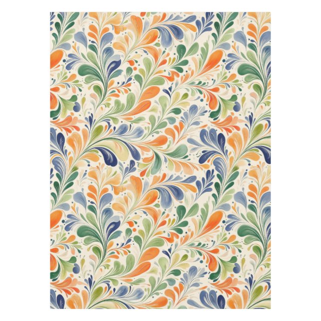 Vintage-Inspired Colourful Paisley Leaf Pattern (4 Tablecloth (Front)
