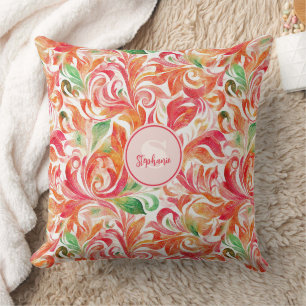 Vintage-Inspired Colourful Paisley Leaf Pattern (5 Throw Pillow