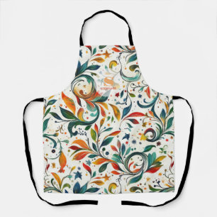 Vintage-Inspired Colourful Paisley Leaf Pattern Apron