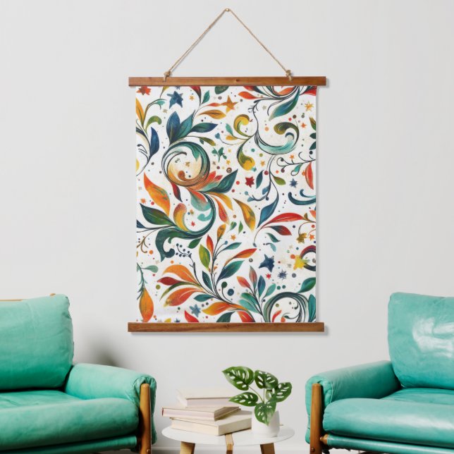 Vintage-Inspired Colourful Paisley Leaf Pattern Hanging Tapestry (Living Room)