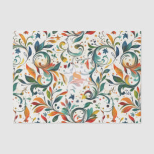 Vintage-Inspired Colourful Paisley Leaf Pattern Tissue Paper