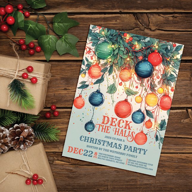 Vintage-Inspired 'Deck the Halls' Christmas Party Invitation (Creator Uploaded)