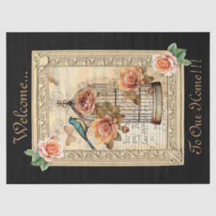 Vintage Inspired Floral Bird Cage Decoupage Tissue Paper