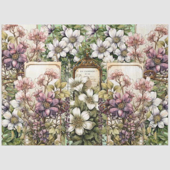 Vintage Inspired Floral Collage Decoupage Tissue Paper (Front)