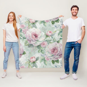 Vintage Inspired Floral Pattern Fleece Blanket