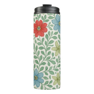 Vintage-Inspired Floral Vine Pattern Thermal Tumbler