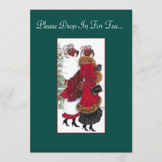 Vintage Inspired Holiday Tea Party Invitation. Invitation