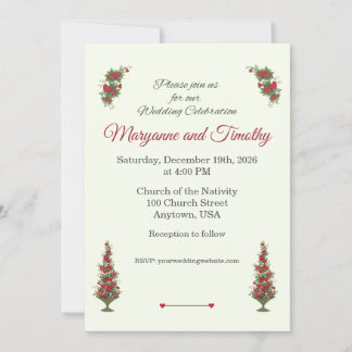 Vintage inspired Holiday Wedding Invitation