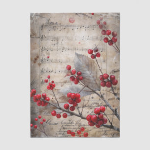 Vintage Inspired Holly Berries on Sheet Music