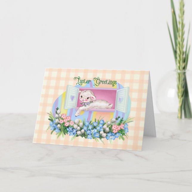 Vintage Inspired Lamb in Easter Egg Card (Front)