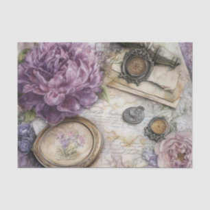 Vintage Inspired Lavender Peonies Tissue Paper