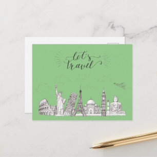 Vintage-Inspired Let's Travel  Postcard