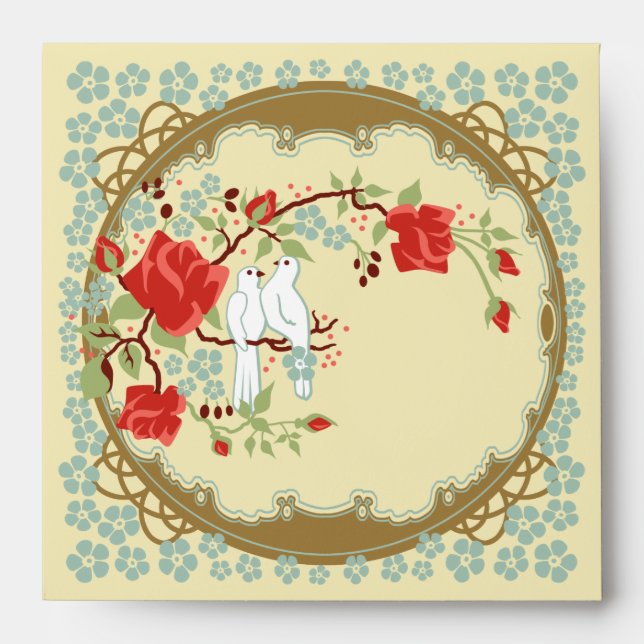 Vintage Inspired Love Square Envelopes (Front)
