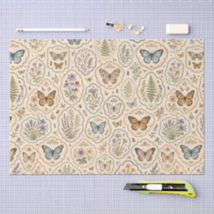 Vintage Inspired Mixed Botanicals & Butterfly  Tissue Paper