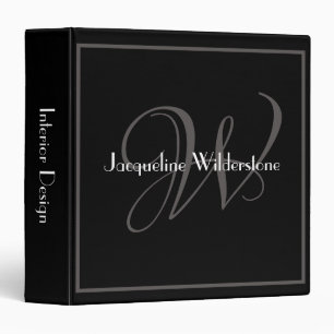 Vintage Inspired Modern Monogram Name Elegant Binder