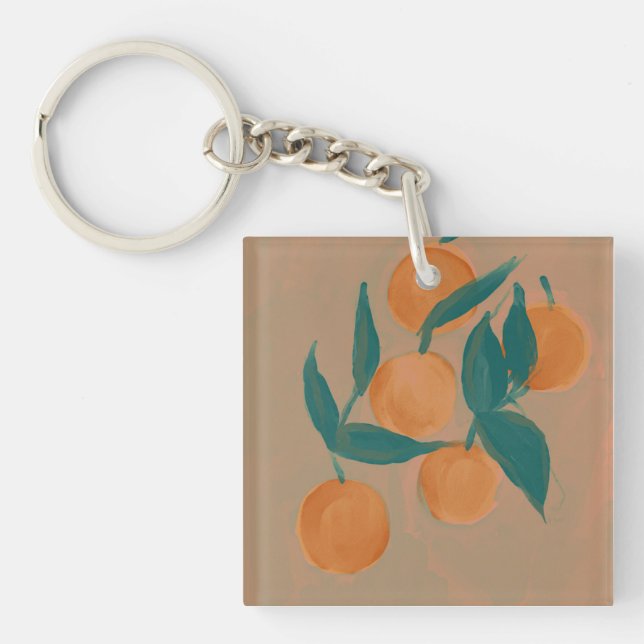 Vintage Inspired Orange Tree Garden Keychain (Front)