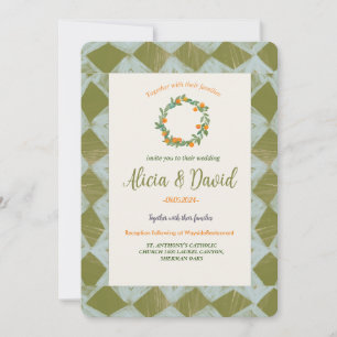 Vintage-Inspired Orange Wedding Invitation