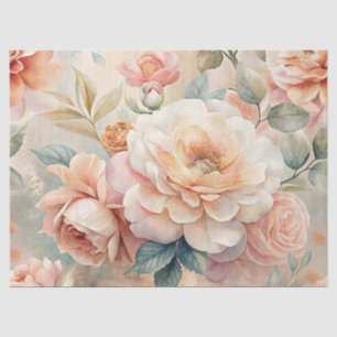 Vintage Inspired Pastel Peach Watercolor Decoupage Tissue Paper