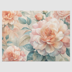 Vintage Inspired Pastel Peach Watercolor Decoupage Tissue Paper
