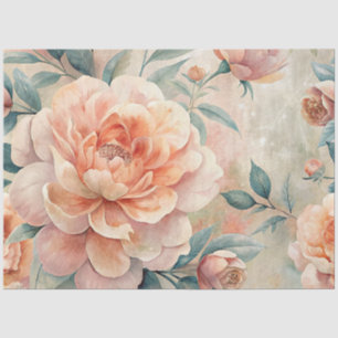 Vintage Inspired Pastel Peach Watercolor Decoupage Tissue Paper