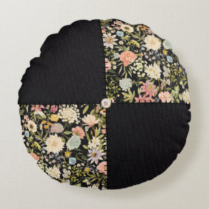 Vintage Inspired Patchwork Quilt Round Pillow