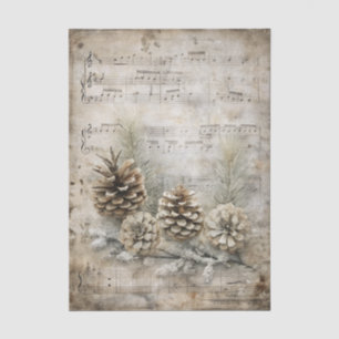 Vintage Inspired Pinecones on Sheet Music